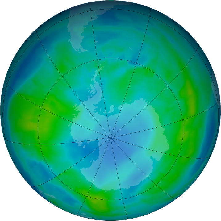 Antarctic ozone map for 03 May 2013